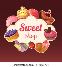 Sweet shop vector background illustration