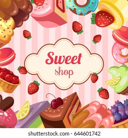Sweet shop vector background illustration