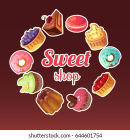 Sweet shop vector background illustration