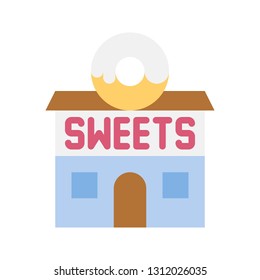 Sweet shop vector illustration, Isolated flat design icon