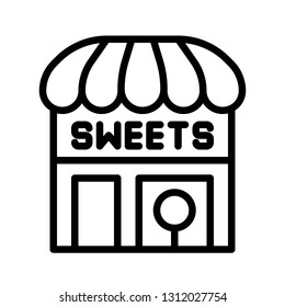 Sweet shop vector illustration, Isolated line design icon