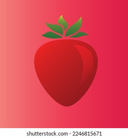 Sweet simple strawberry icon with gradient colour
