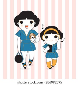 Sweet Sisters illustration set