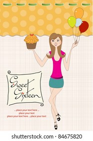 Sweet Sixteen Birthday card with young girl