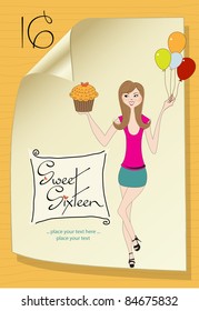 Sweet Sixteen Birthday card with young girl