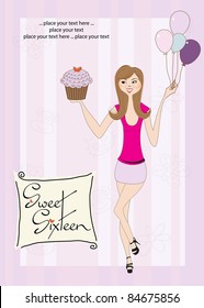 Sweet Sixteen Birthday card with young girl