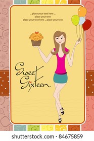 Sweet Sixteen Birthday card with young girl