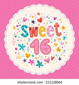 Sweet Sixteen Card Stock Vector (Royalty Free) 211128064 | Shutterstock