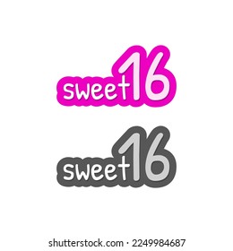 Sweet sixteen daughter girl young wild cute sticker icon label design vector