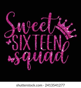 Sweet sixteen suqad, Designs Bundle, Streetwear T-shirt Designs Artwork Set, Graffiti Vector Collection for Apparel and Clothing Print.