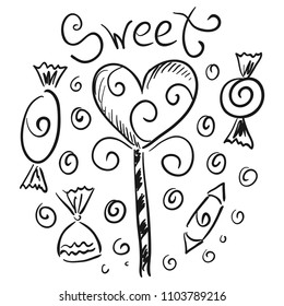 Sweet. Sketch. Vector illustration