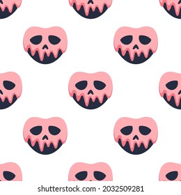 sweet skull seamless pattern on white background, halloween candy symbols