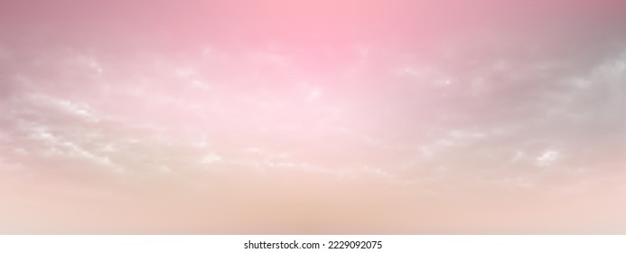 Sweet sky and white soft clouds floated in the sky on a clear day. Beautiful air and sunlight with beige cloud scape colorful. Sunset sky for background. Pink to Beige sky vector illustration.