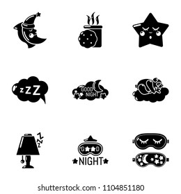 Sweet sleep icons set. Simple set of 9 sweet sleep vector icons for web isolated on white background
