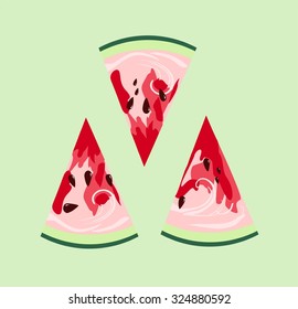 A sweet slice of watermelon in delicate shades. Summer refreshing vector.