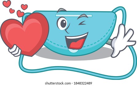 A sweet sling bag cartoon character style holding a big heart
