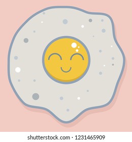 Sweet smiling eggs. Flat style. Pastel colors. Light shades