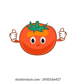 Diseño de Vector de mascota de tomate sonriente dulce