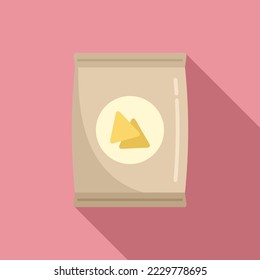 Sweet snack bar icon flat vector. Food chocolate. Cereal pack