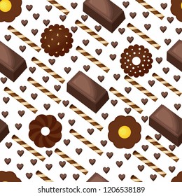 Sweet Snack Seamless Pattern Chocolate Bar Biscuit Wallpaper Repeatable