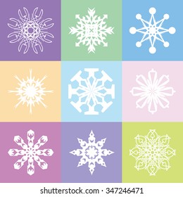 sweet snowflakes on colored squares