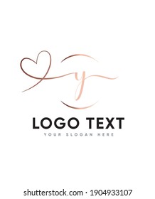 A sweet, soft hand lettered type Y logo template, Vector logo for business and company identity 