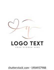 A sweet, soft hand lettered type Q logo template, Vector logo for business and company identity 