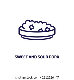 sweet and sour pork icon from culture collection. Thin linear sweet and sour pork, asia, asian outline icon isolated on white background. Line vector sweet and sour pork sign, symbol for web and 