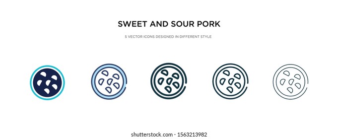 sweet and sour pork icon in different style vector illustration. two colored and black sweet and sour pork vector icons designed in filled, outline, line stroke style can be used for web, mobile, ui