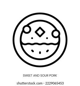 sweet and sour pork icon. Line Art Style Design Isolated On White Background