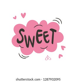 DULCE, burbuja de discurso y texto con corazones, para San Valentín