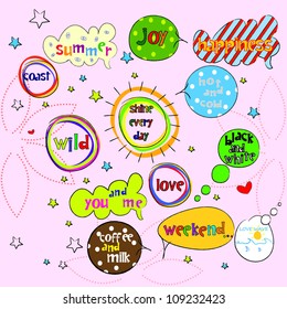 Sweet  speech bubbles and labels