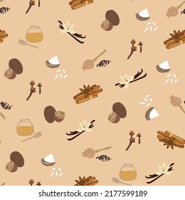 Sweet spices vector seamless pattern