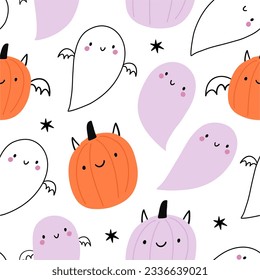 Sweet and spooky ice cream. Cute cartoon Halloween ice cream - vector illustration