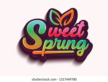 sweet spring slogan type lettering with gradient graphic design style vector