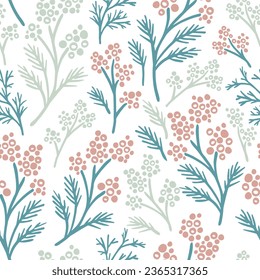 Sweet Spring Wild Flower Branch Plant Vector Graphic Art Seamless Pattern can be use for background and apparel design