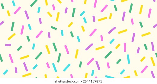 Fondo dulce de la espolvorea con el modelo inconsútil del donut que presenta los vermicelli del arco iris y la textura del esmalte del color perfecta para los Diseños de la panadería y los proyectos temáticos y las decoraciones del caramelo del azúcar de la diversión