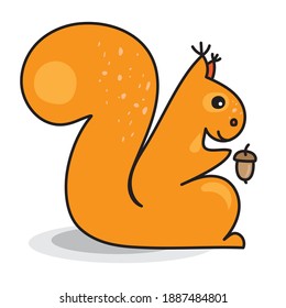 Sweet squirrel drawn in a simple style on white background, vector illustration, eps-8