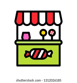 Sweet stall vector illustration, filled style icon editable outline