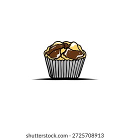 ilustração de vetor de bolo de esponja cozido no vapor doce