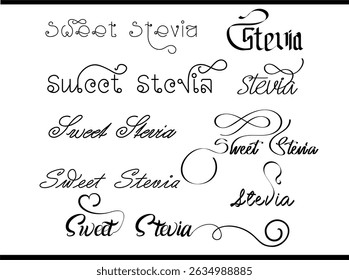 Sweet Stevia Logo Design in Elegant Calligraphy Typography – Organic Text Emblem for Natural Product Branding