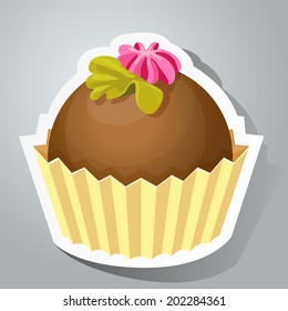 Sweet sticker with cupcake