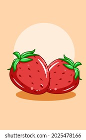 Sweet strawberries icon cartoon illustration