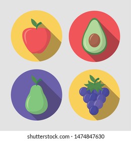 sweet strawberry avocado grapes pear vector illustration