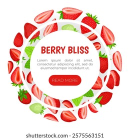 Sweet Strawberry Banner Design with Ripe Bright Berry Vector Template