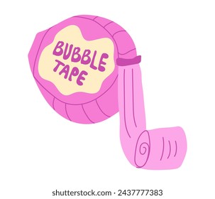 Sweet strawberry bubble tape icon isolated. Vector illustration.