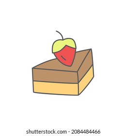 Sweet strawberry cake cream icon symbol in color icon, isolated on white background