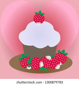 Sweet Strawberry Cake on a saucer