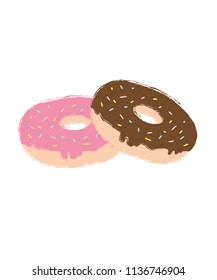 Sweet strawberry and chocolate donuts vector illustration