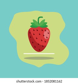 A Sweet Strawberry  Design Vector Illustration - Flat Design Concept